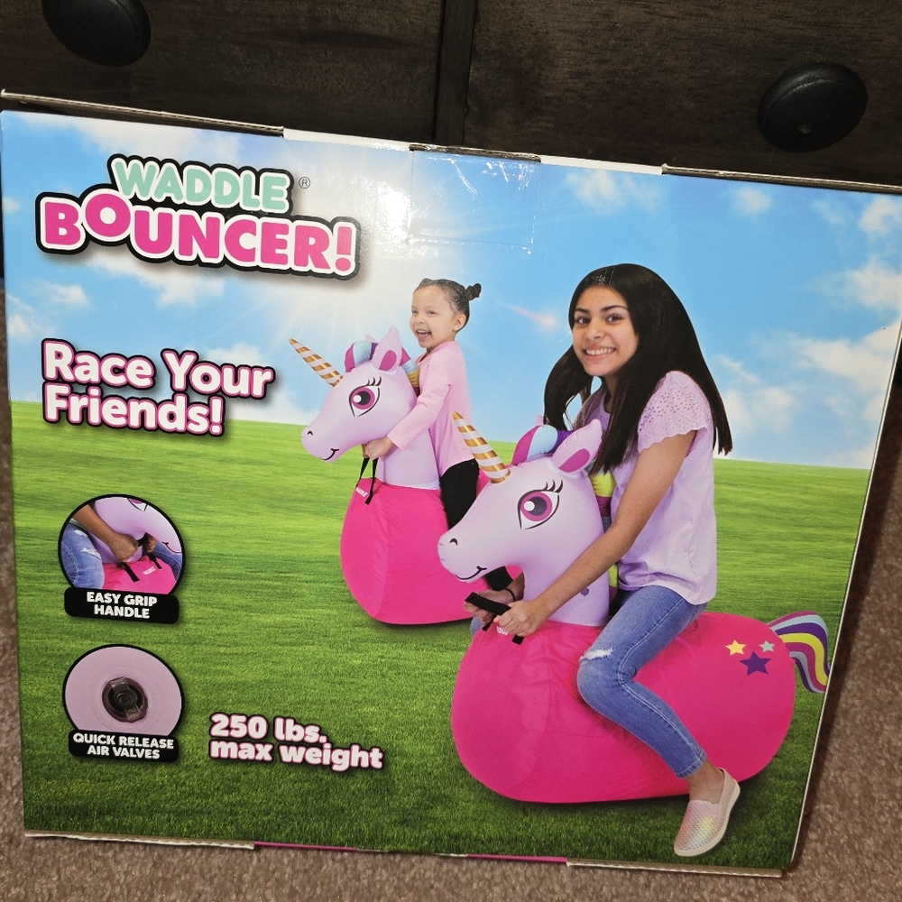 Waddle Boyncer Pink Unicorn Ride-On Toy New